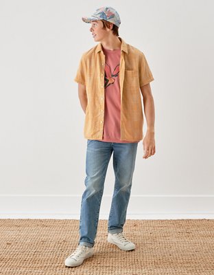 Мужские рубашки American Eagle AE Mixed Pattern Button-Up Resort Shirt — фото 4