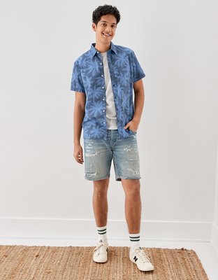 AE Camisa tropical estilo resort con botones