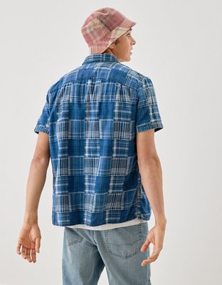 Мужские рубашки American Eagle AE Patchwork Plaid Button-Up Resort Shirt — фото 2