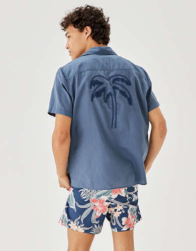 AE Beach Graphic Button-Up Resort Shirt