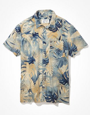 AE Camisa tropical estilo resort con botones