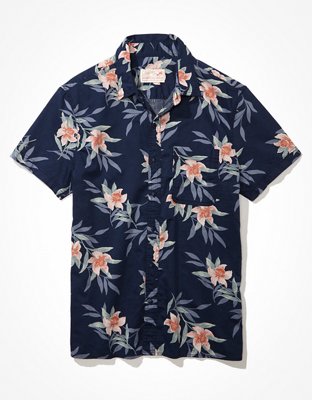 AE Camisa tropical estilo resort con botones