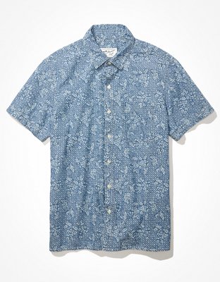 Мужские рубашки American Eagle AE Printed Button-Up Resort Shirt — фото 3