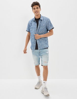 Мужские рубашки American Eagle AE Printed Button-Up Resort Shirt — фото 4