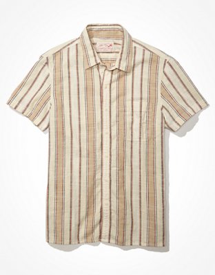 AE Camisa rayada estilo resort con botones