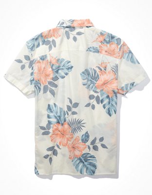 Chemise balnéaire boutonnée à motif floral AE