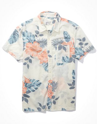 Chemise balnéaire boutonnée à motif floral AE
