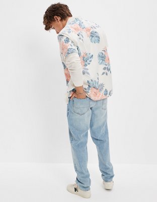 Chemise balnéaire boutonnée à motif floral AE
