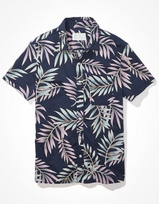 AE Camisa tropical estilo resort con botones