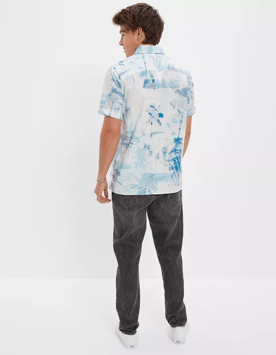 AE Photoreal Tropical Button-Up Resort Shirt