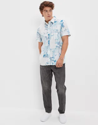 AE Photoreal Tropical Button-Up Resort Shirt
