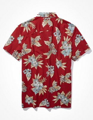 Мужские рубашки American Eagle AE Tropical Button-Up Resort Shirt — фото 4