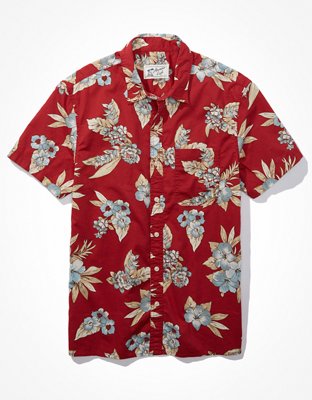 Мужские рубашки American Eagle AE Tropical Button-Up Resort Shirt — фото 3