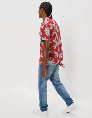 Мужские рубашки American Eagle AE Tropical Button-Up Resort Shirt — фото 2