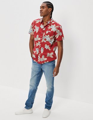 Мужские рубашки American Eagle AE Tropical Button-Up Resort Shirt — фото 5