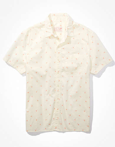 AE Flamingo Print Button-Up Resort Shirt