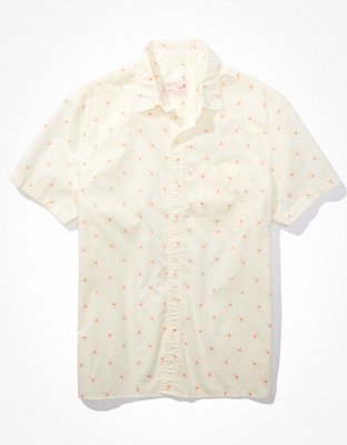 AE Camisa estilo resort con botones y estampado de flamencos
