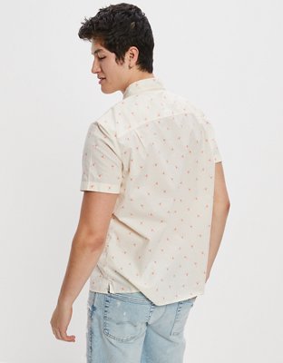 Мужские рубашки American Eagle AE Flamingo Print Button-Up Resort Shirt — фото 3