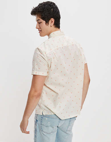 AE Flamingo Print Button-Up Resort Shirt