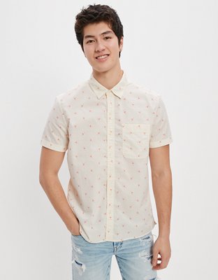 Мужские рубашки American Eagle AE Flamingo Print Button-Up Resort Shirt — фото 2