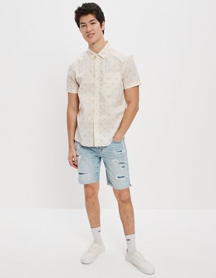 Мужские рубашки American Eagle AE Flamingo Print Button-Up Resort Shirt — фото 6