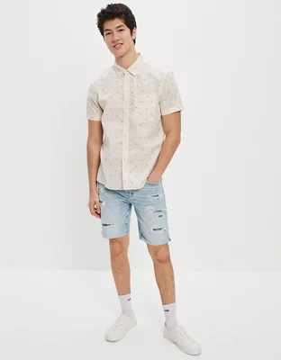 AE Flamingo Print Button-Up Resort Shirt