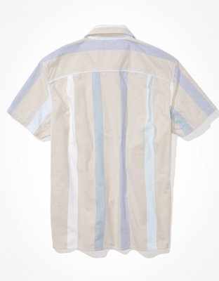 Мужские рубашки American Eagle AE Striped Button-Up Resort Shirt — фото 4
