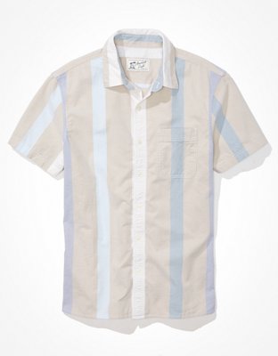Мужские рубашки American Eagle AE Striped Button-Up Resort Shirt — фото 3