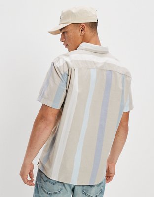 Мужские рубашки American Eagle AE Striped Button-Up Resort Shirt — фото 2
