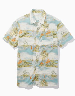 AE Camisa tropical estilo resort con botones