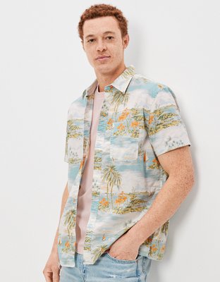 AE Camisa tropical estilo resort con botones
