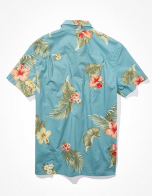 AE Camisa tropical estilo resort con botones