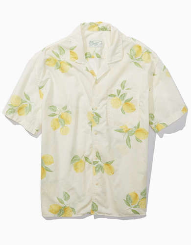 AE Lemon Printed Button-Up Poolside Shirt