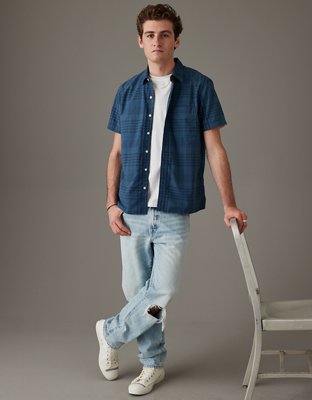 AE Plaid Button-Up Resort Shirt