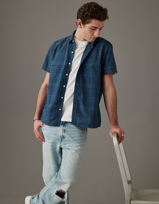 AE Plaid Button-Up Resort Shirt
