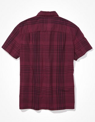 Мужские рубашки American Eagle AE Plaid Button-Up Resort Shirt — фото 4
