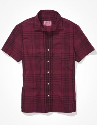 Мужские рубашки American Eagle AE Plaid Button-Up Resort Shirt — фото 3