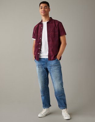 Мужские рубашки American Eagle AE Plaid Button-Up Resort Shirt — фото 5