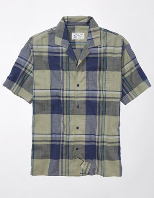 Мужские рубашки American Eagle AE Plaid Button-Up Poolside Shirt — фото 3