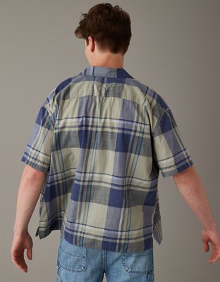 Мужские рубашки American Eagle AE Plaid Button-Up Poolside Shirt — фото 2