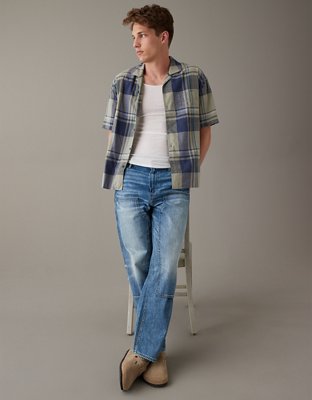 Мужские рубашки American Eagle AE Plaid Button-Up Poolside Shirt — фото 4
