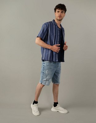AE Camisa Rayada con Botones para la Piscina