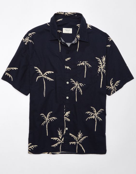 AE Printed Button-Up Poolside Shirt