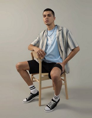 AE Poolside Striped Button-Up Shirt