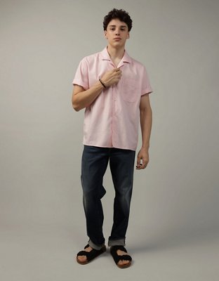 AE Camisa Tropical con Botones para la Piscina