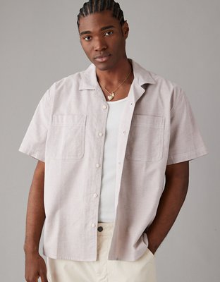 LINEN SHORT SLEEVE BUTTON UP SHIRT