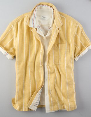 AE Camisa Rayada con Botones para la Piscina
