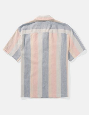 AE Poolside Linen-Blend Striped Button-Up Shirt