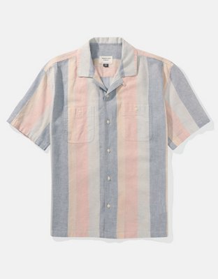 AE Poolside Linen-Blend Striped Button-Up Shirt