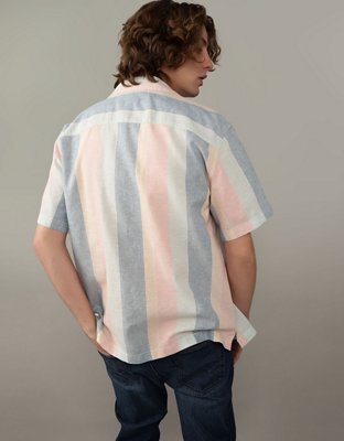 AE Linen-Blend Striped Button-Up Poolside Shirt